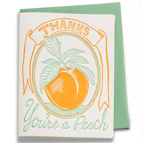 You're a Peach | Thank You | Letterpress Greeting Card