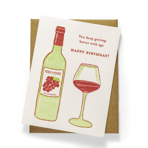 Wine Birthday | Birthday | Letterpress Greeting Card