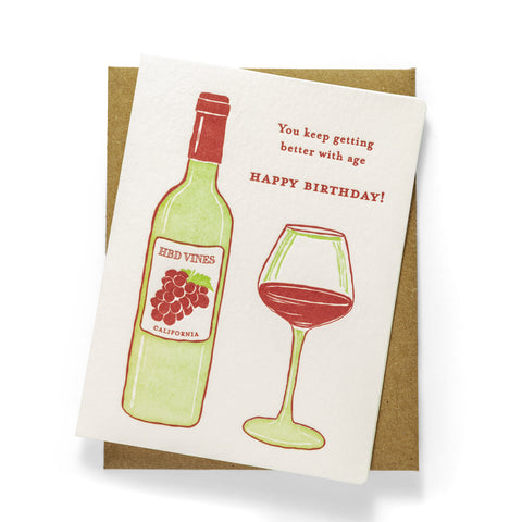 Wine Birthday | Birthday | Letterpress Greeting Card