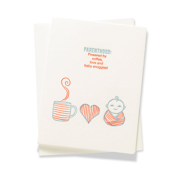 Coffee Love Snuggles | Baby | Letterpress Greeting Card