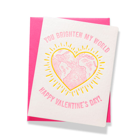 Valentine Brighten World | Love | Letterpress Greeting Card