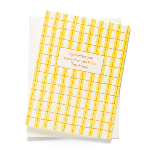 Plaid Thanks | Thank You | Letterpress Greeting Card