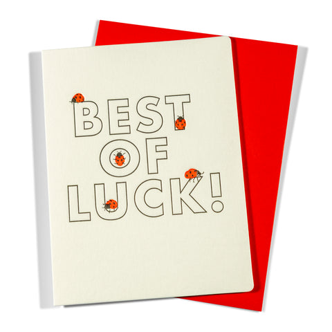 Luck Lady Bugs | Good Luck | Letterpress Greeting Card