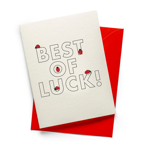 Luck Lady Bugs | Good Luck | Letterpress Greeting Card