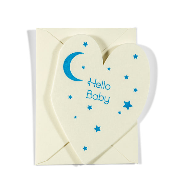 Mini Letterpress Enclosure Card | Hello Baby Moon & Stars