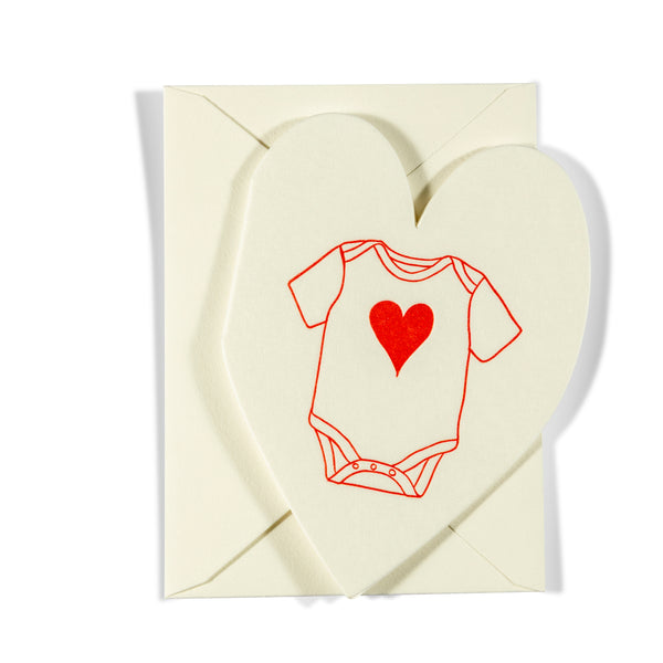Mini Letterpress Enclosure Card | Heart Onsie