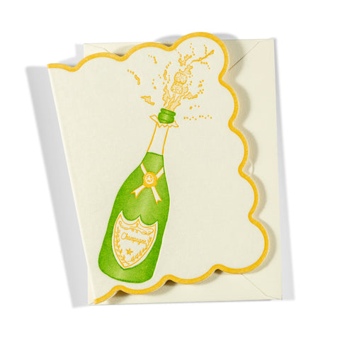Mini Letterpress Enclosure Card | Champagne Bottle