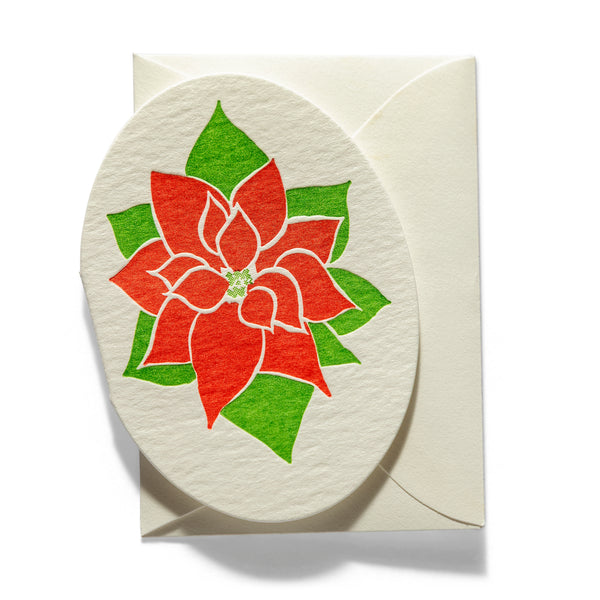 Mini Letterpress Enclosure Card | Poinsettia