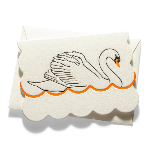 Mini Letterpress Enclosure Card | Swan