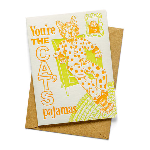 Cat's Pajamas | Multi-Use | Letterpress Greeting Card