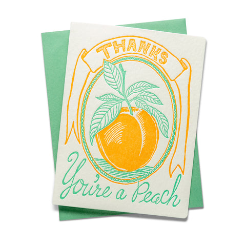 You're a Peach | Thank You | Letterpress Greeting Card