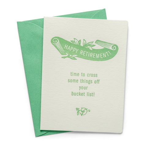 Bucket List | Retirement | Letterpress Greeting Card