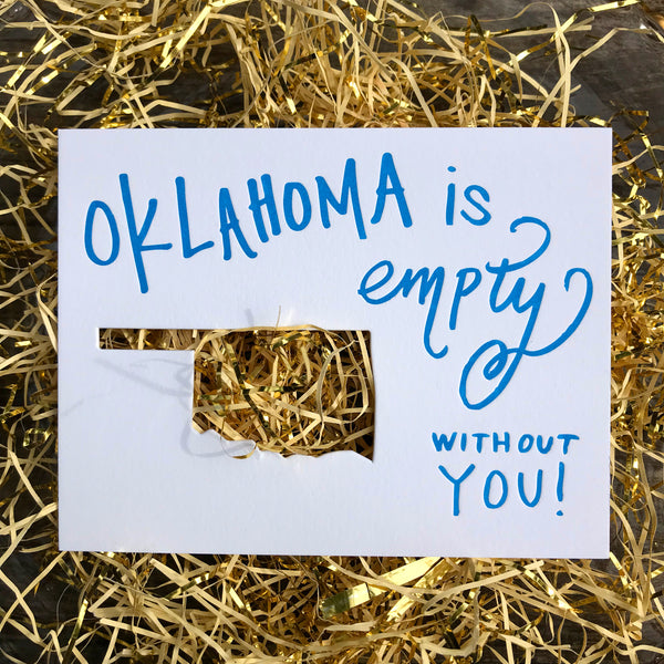 Oklahoma is Empty | Die-Cut Letterpress Greeting Card